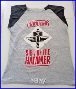 Vintage Manowar 1984 Sign Of The Hammer UK Tour Mens T-Shirt Rare Heavy Metal