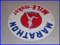 Vintage Marathon Mile Maker Gasoline 11 3/4 Porcelain Metal Oil Sign Pump Plate Vintage Marathon Mile Maker Gasoline 11 3/4 Porcelain Metal Oil Sign Pump Plate