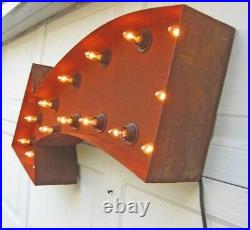 Vintage Marquee Lighted Arrow Curved Retro 3D Metal Sign