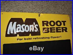 Vintage Mason's Root Beer Chalkboard Menu Sign Donasco Metal Embossed