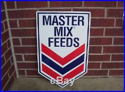 Vintage Master Mix Feeds 25 Embossed Metal Sign Seed Farm