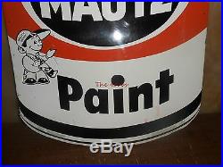 Vintage Mautz Paint Die Cut Metal Sign 29 X 22 Stout Sign Co
