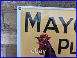 Vintage Mayo's Plug Light Dark Pipe Tobacco Porcelain Metal Gas Sign 13 X 16.5