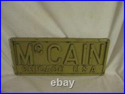 Vintage McCAIN CHICAGO USA heavy metal sign plaque deep steel 14 x 6