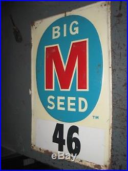 Vintage McCurdy Big M Seed / Feed Corn Farm Embossed Metal Sign Old Green Back