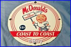 Vintage Mcdonalds Porcelain Sign Gas Metal Station Oil Gasoline Pump Burger