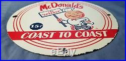 Vintage Mcdonalds Porcelain Sign Gas Metal Station Oil Gasoline Pump Burger