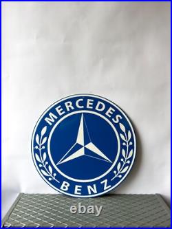 Vintage Mercedes-Benz Blue Laurel Logo Heavy Metal Sign 19.7 (50cm)