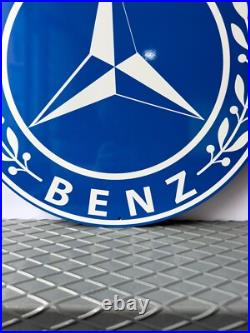 Vintage Mercedes-Benz Blue Laurel Logo Heavy Metal Sign 19.7 (50cm)