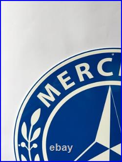 Vintage Mercedes-Benz Blue Laurel Logo Heavy Metal Sign 19.7 (50cm)
