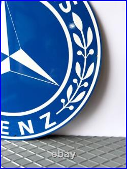 Vintage Mercedes-Benz Blue Laurel Logo Heavy Metal Sign 19.7 (50cm)