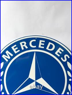 Vintage Mercedes-Benz Blue Laurel Logo Heavy Metal Sign 19.7 (50cm)