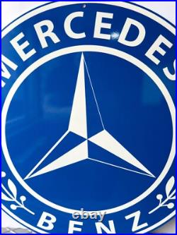 Vintage Mercedes-Benz Blue Laurel Logo Heavy Metal Sign 19.7 (50cm)