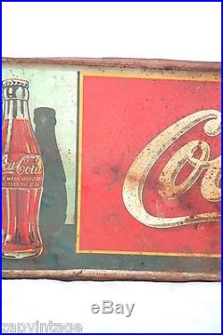 Vintage Metal 1950s Coca Cola Soda Pop Advertising Sign 18 X 54