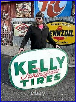 Vintage Metal 1960 Kelly Springfield Tire Sign Gasoline Gas Oil 60X41in