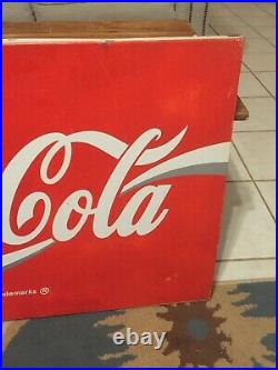 Vintage Metal 24X 36 Red White Enjoy Coca Cola Advertising Panel Sign