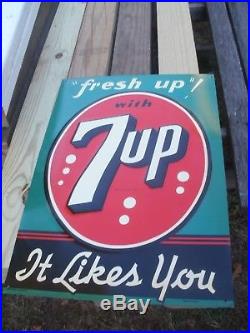 Vintage Metal 7up Soda Sign Mint Condition