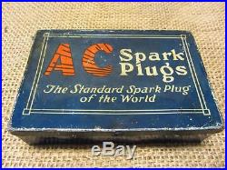 Vintage Metal AC Spark Plugs Storage Box Antique Automotive Part Store 9369