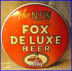 Vintage Metal Advertising Sign Chicago The New Fox Deluxe Beer 9 Breweriana
