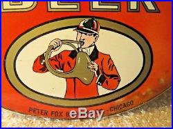 Vintage Metal Advertising Sign Chicago The New Fox Deluxe Beer 9 Breweriana