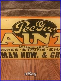 Vintage Metal Advertising Sign Pee Gee Paints, Stains, Hardware, Grocery