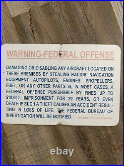 Vintage Metal Aircraft Sign Federal Offense Nice L@@k