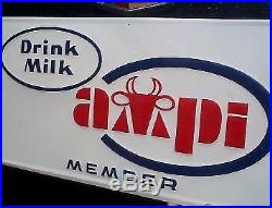 Vintage Metal Ampi Dairy Milk Farm Ranch Sign W Cow Graphic Near Mint