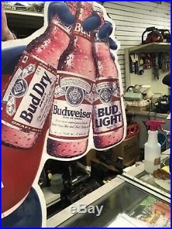 Vintage Metal Budman Beer Sign 1991 Budweiser Bud Man Advertising