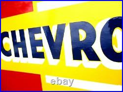 Vintage Metal Chevy CHEVROLET USED CARS Truck Gas Oil 18x36 Hand Painted Sign RD