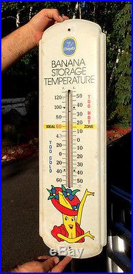 Vintage Metal Chiquita Banana Storage Thermometer Sign With Graphic 27X8