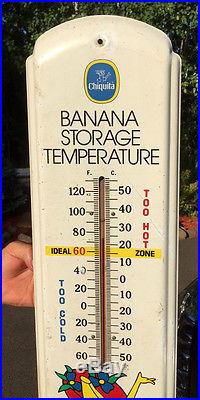 Vintage Metal Chiquita Banana Storage Thermometer Sign With Graphic 27X8