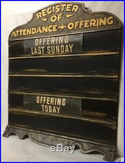 Vintage Metal Church Register Of Attendance Offering Sign Board