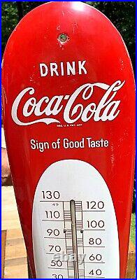 Vintage Metal Coca Cola Cigar Soda Pop Thermometer Sign Oil Gasoline 30 by 8
