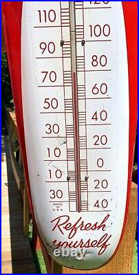 Vintage Metal Coca Cola Cigar Soda Pop Thermometer Sign Oil Gasoline 30 by 8