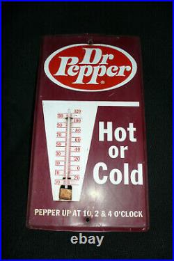 Vintage Metal Dr. Pepper Hot or Cold Pepper Up Advertising Thermometer