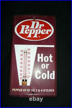 Vintage Metal Dr. Pepper Hot or Cold Pepper Up Advertising Thermometer