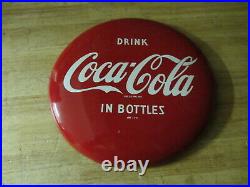 Vintage Metal Enamel Advertising Sign Coke Coca-cola Button 12