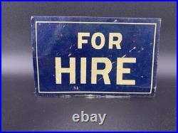 Vintage Metal FOR HIRE Sign Blue & Cream Flat Door / Service Plaque
