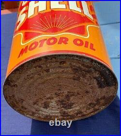 Vintage Metal Golden Shell Oil Can With Shell Logo Sign Gasoline Station 5 quart