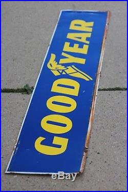 Vintage Metal Good Year Advertising Double Sided Tire Sign Large 66 x 12