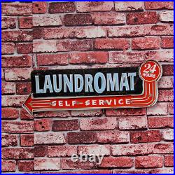 Vintage Metal Hanging Sign LAUNDROMAT LED Wrought Iron Wall Decoration New