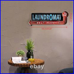 Vintage Metal Hanging Sign LAUNDROMAT LED Wrought Iron Wall Decoration New