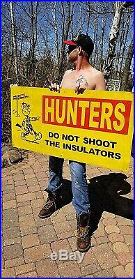 Vintage Metal LG Reddy Kilowatt Hunter Dont Shoot Insulators Electric Sign 48X24