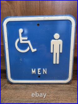Vintage Metal MEN Bathroom Restroom Sign Embossed Steel Wheelchair Accessible