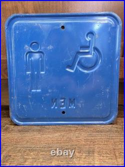 Vintage Metal MEN Bathroom Restroom Sign Embossed Steel Wheelchair Accessible