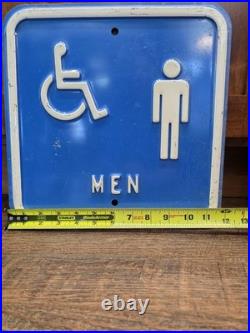 Vintage Metal MEN Bathroom Restroom Sign Embossed Steel Wheelchair Accessible