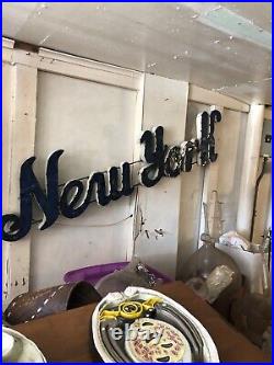 Vintage Metal New York In Script Sign, 4ft 9X 13inch Tall, 2thick, 5lbs