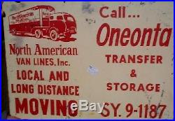 Vintage Metal North American Van Lines Sign Oil Gas W 1930s Moving Truck Graphic