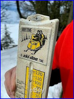 Vintage Metal Outboard Skidoo Snowmobile Thermometer Sign With Graphics