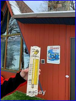 Vintage Metal Outboard Skidoo Snowmobile Thermometer Sign With Graphics